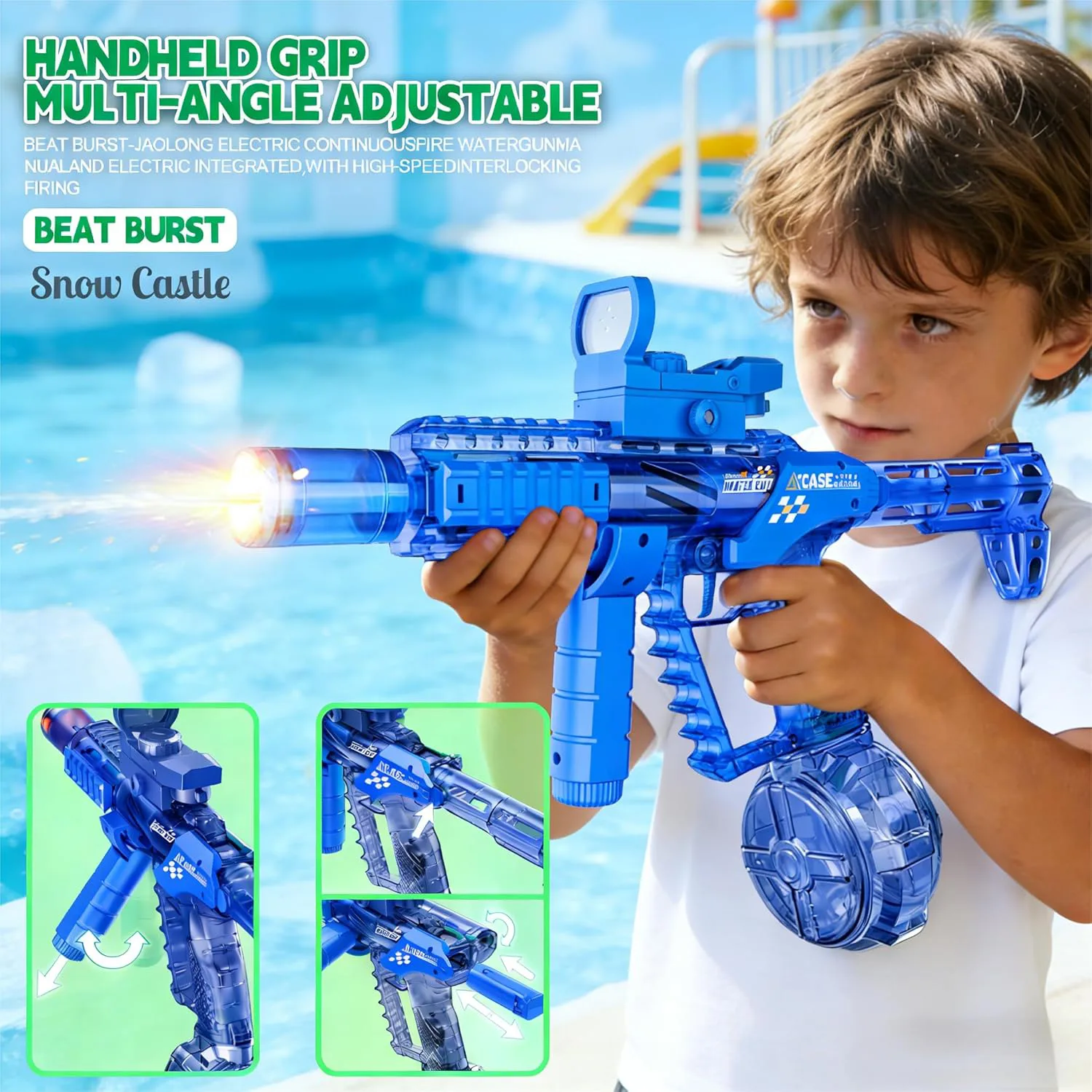 Fire-Breathing Drum Version Automatic Water Gun (Blue) 4