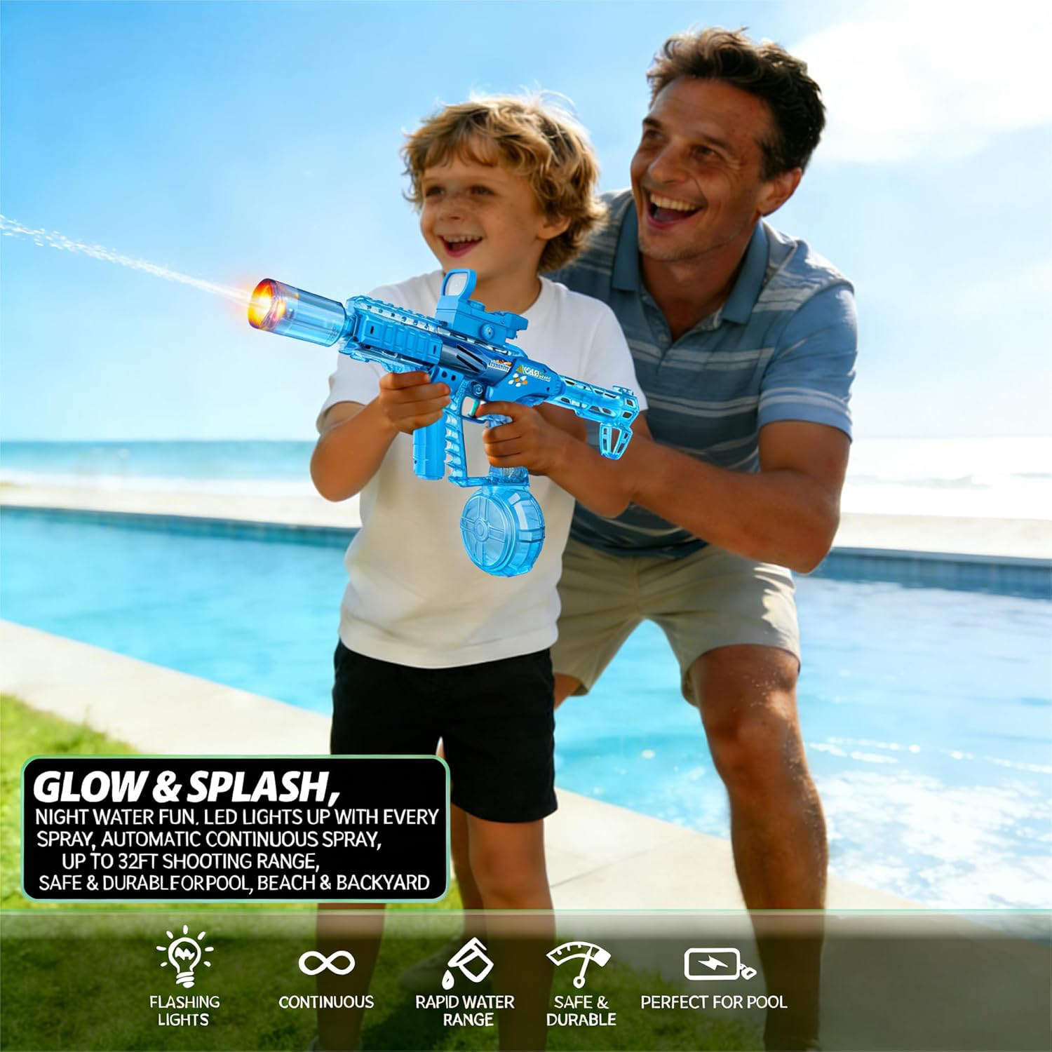 Fire-Breathing Drum Version Automatic Water Gun (Blue) 5