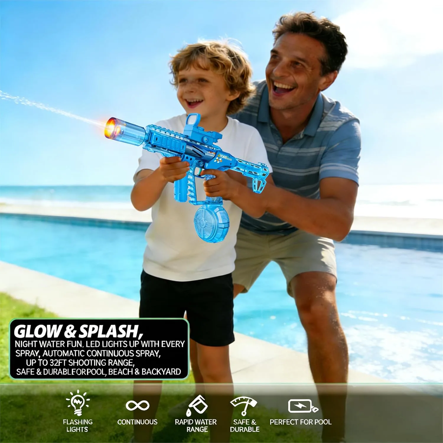 Fire-Breathing Drum Version Automatic Water Gun (Blue) 5