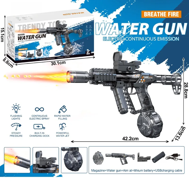 Fire-Breathing Drum Version Automatic Water Gun (Blue) 3