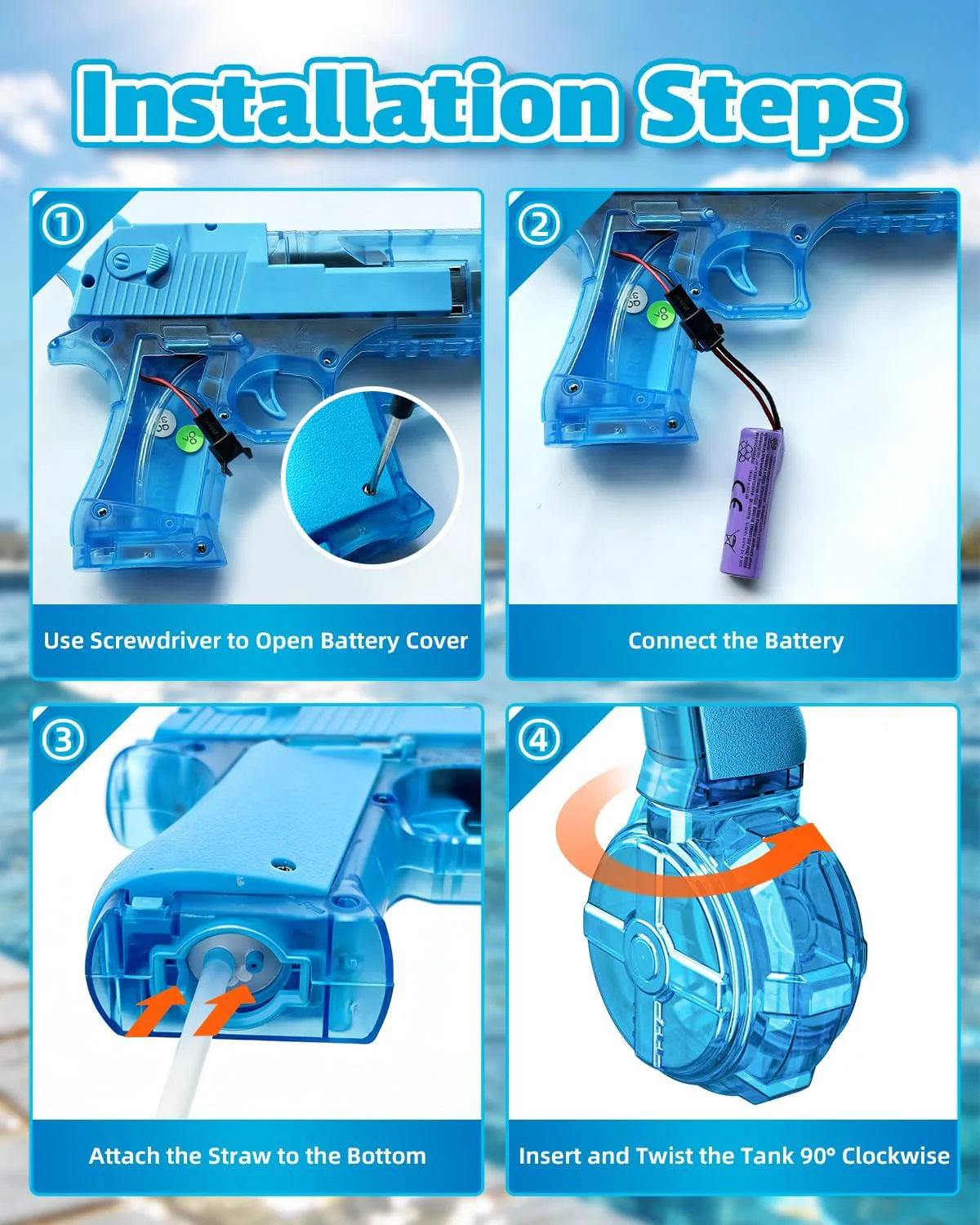 2nd Gen Desert Integrated Fire-Breathing Water Gun (Transparent Blue) 6