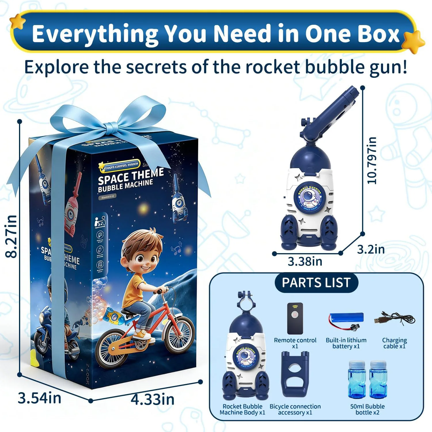 Rocket Thruster Automatic Bubble Machine with 2x50ml Bubble Water 2