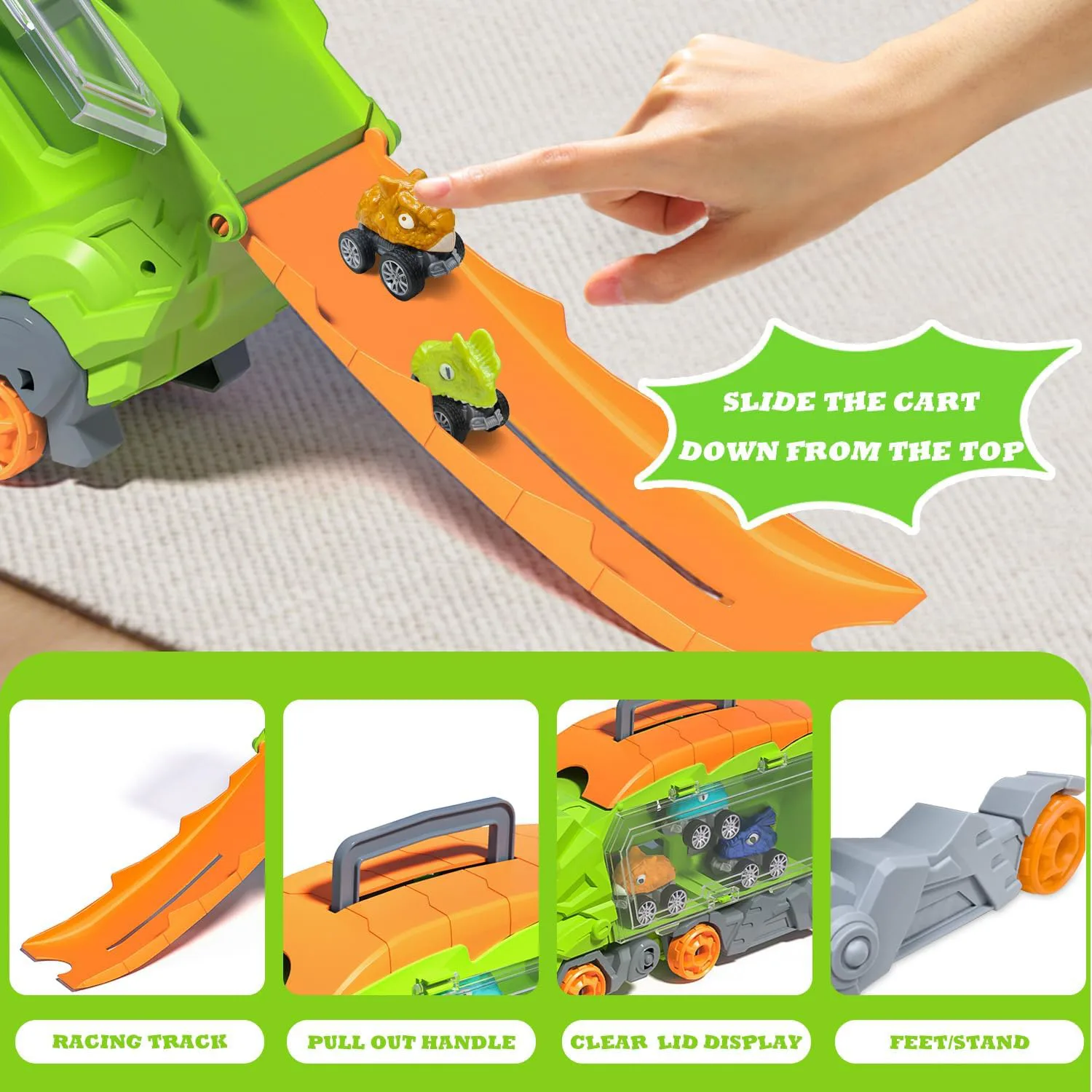 Storage Dinosaur Car (with 6 pull-back cars) 4