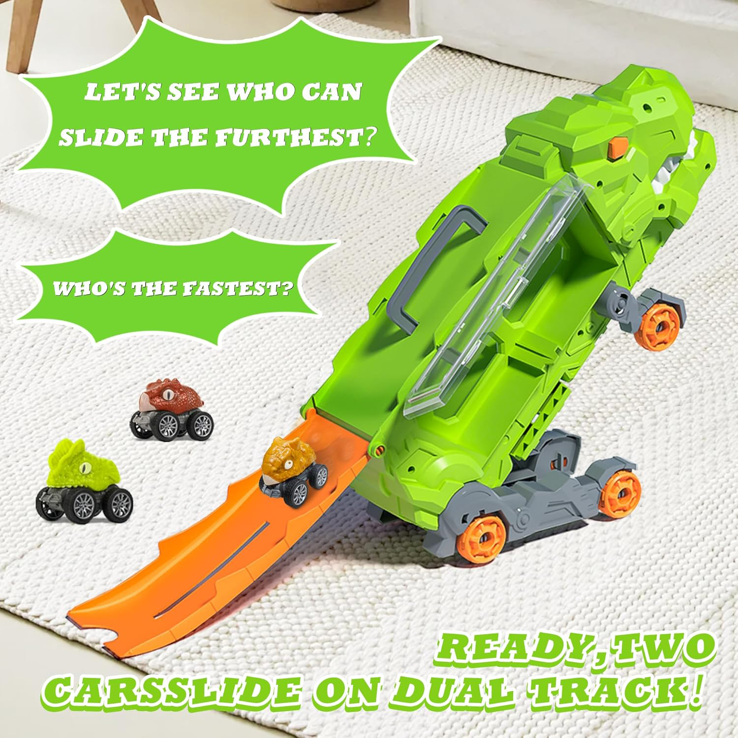 Storage Dinosaur Car (with 6 pull-back cars) 8