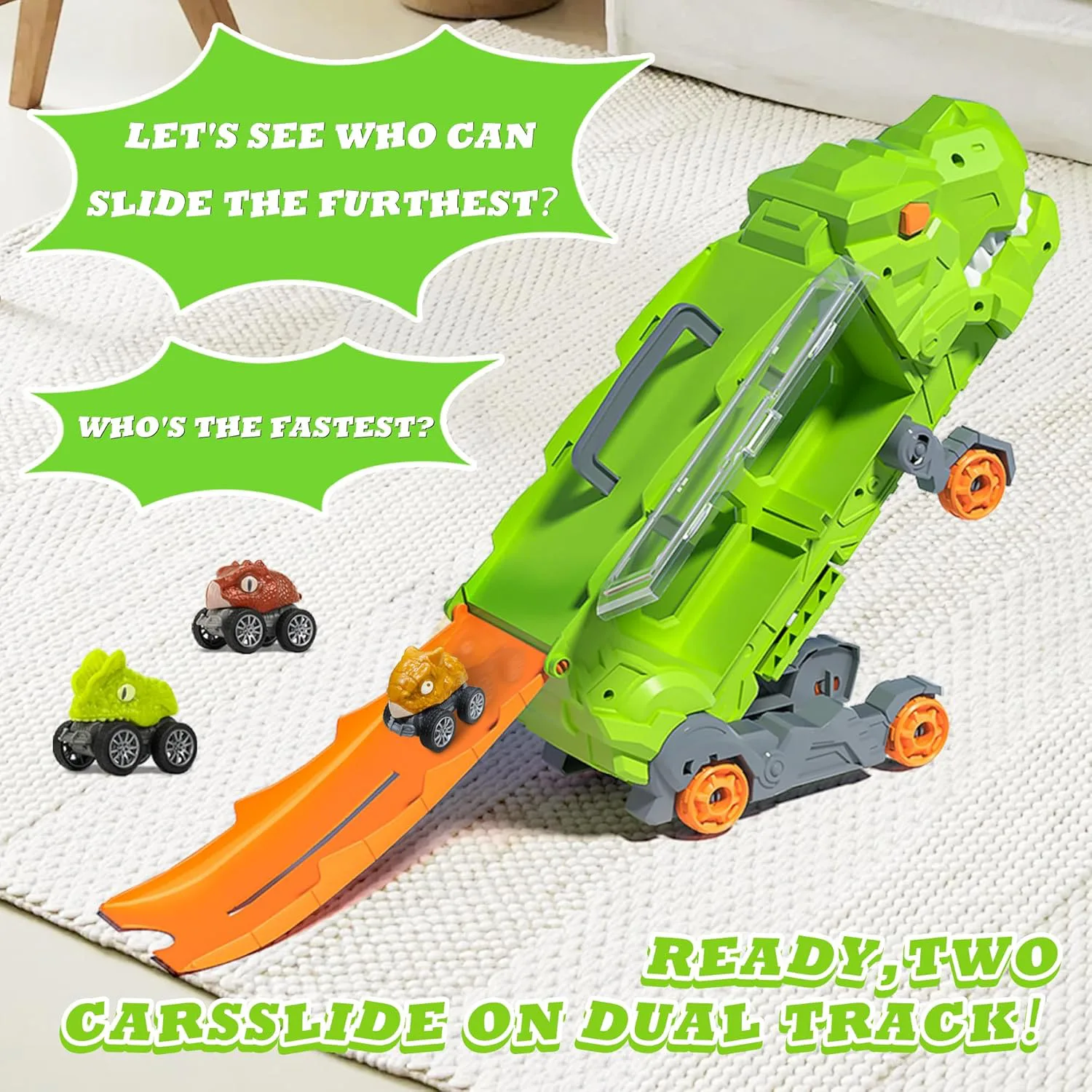 Storage Dinosaur Car (with 6 pull-back cars) 8