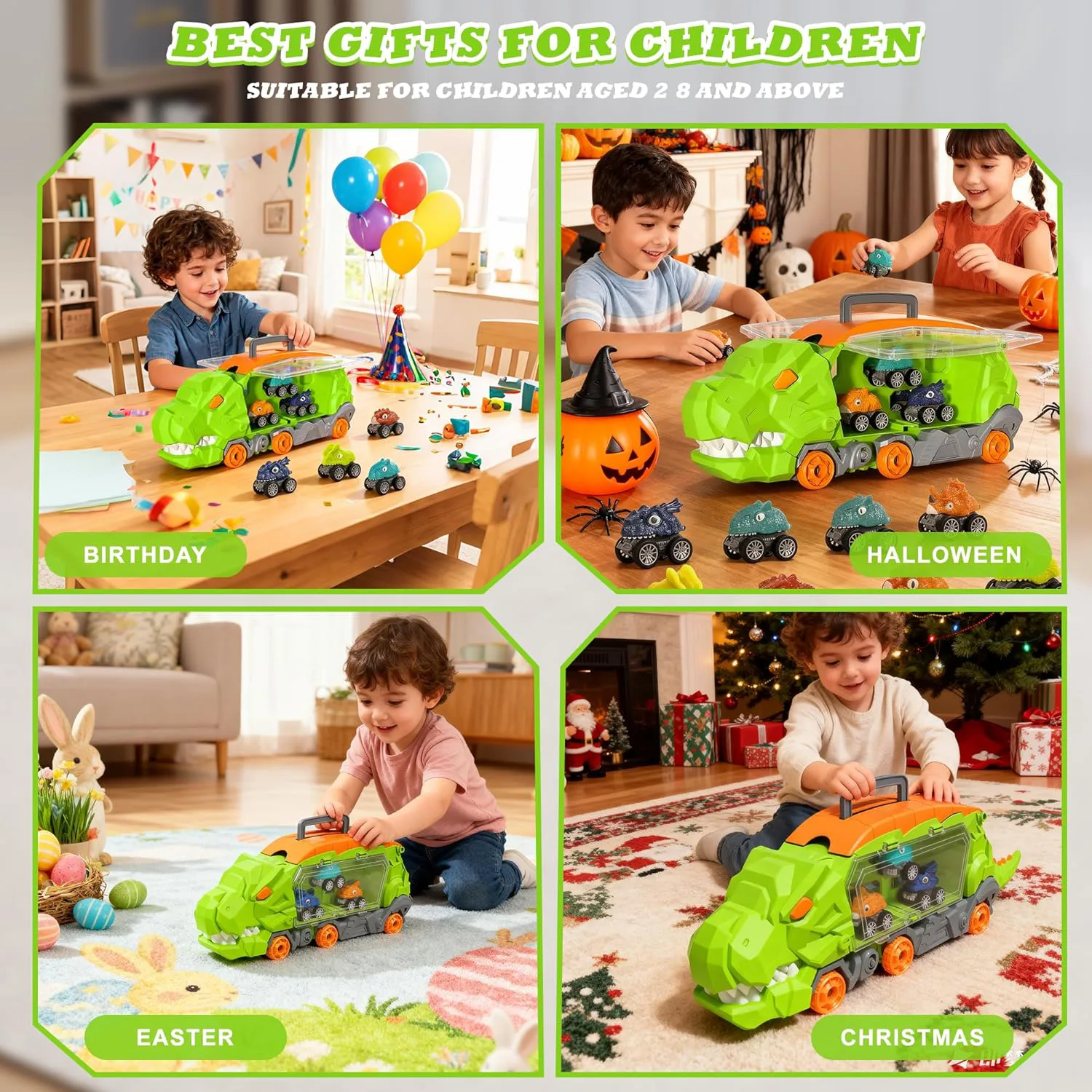 Storage Dinosaur Car (with 6 pull-back cars) 5