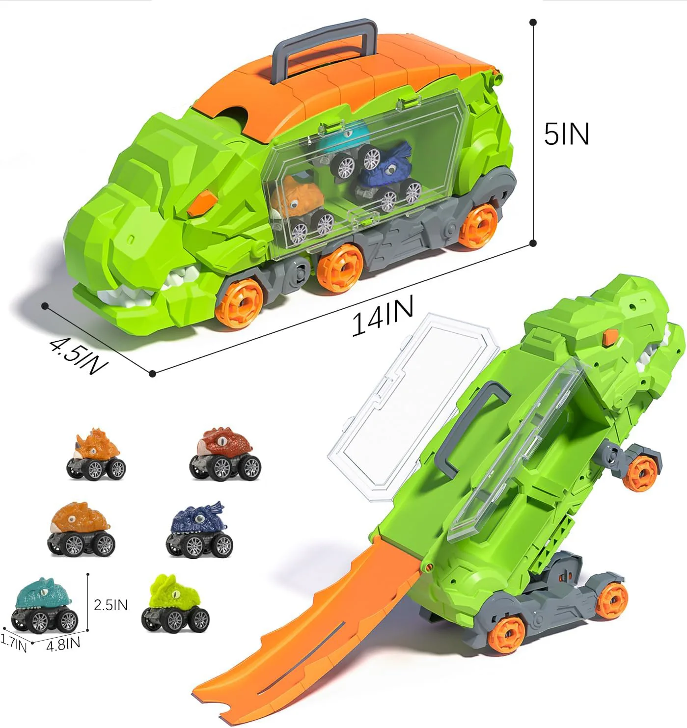 Storage Dinosaur Car (with 6 pull-back cars) 2