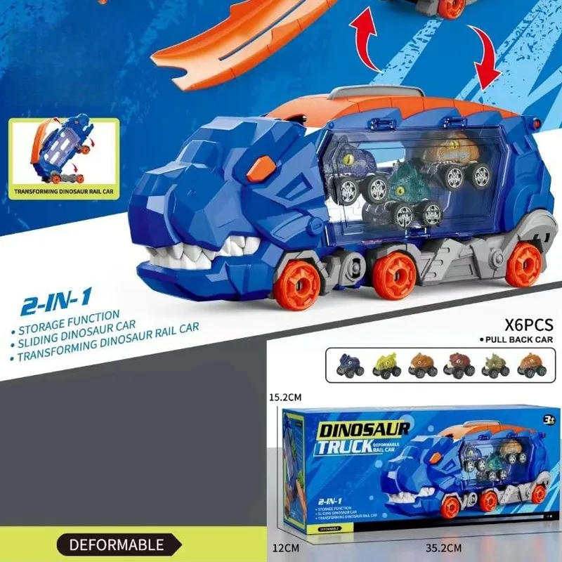 Storage Dinosaur Car (with 6 pull-back cars) 3