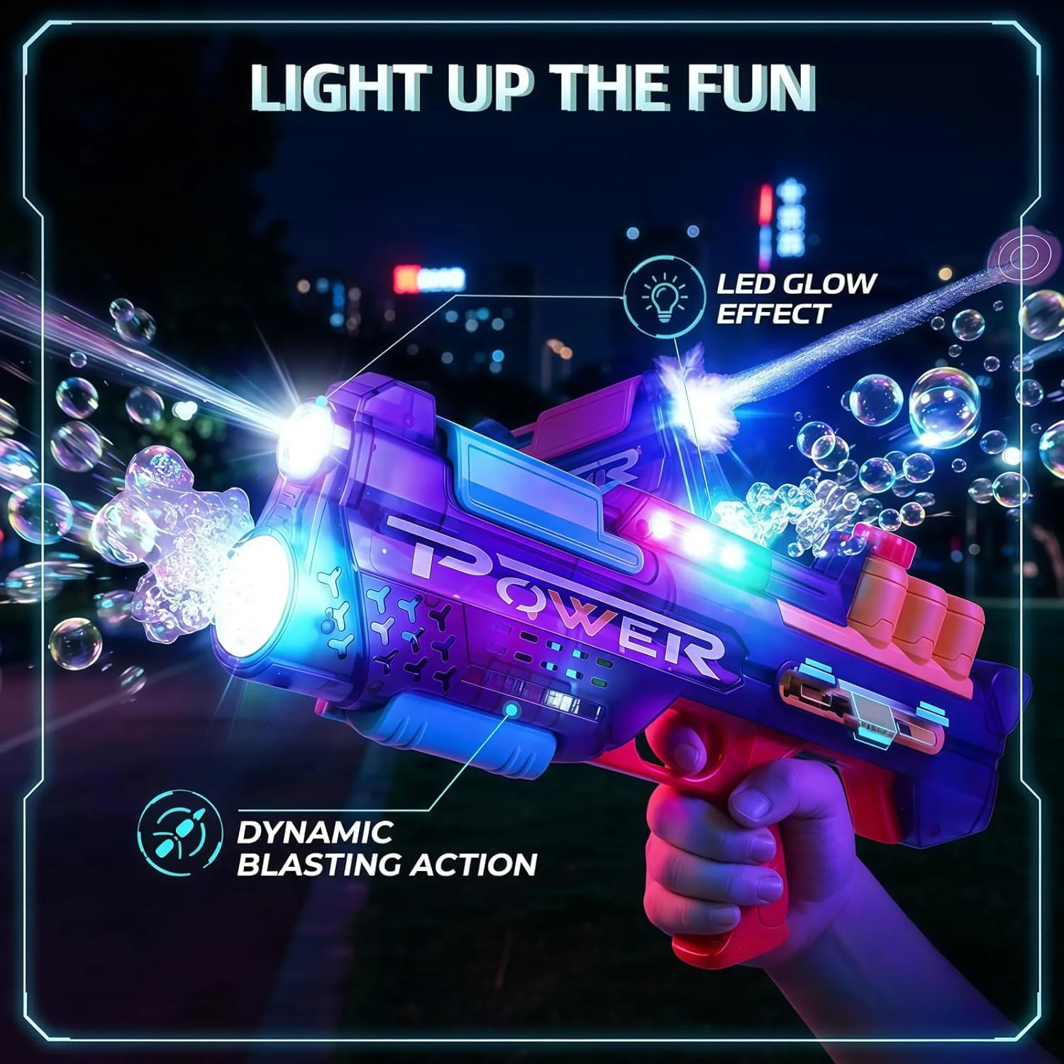 Electric 2-in-1 Bubble Water Gun with LED Light 2