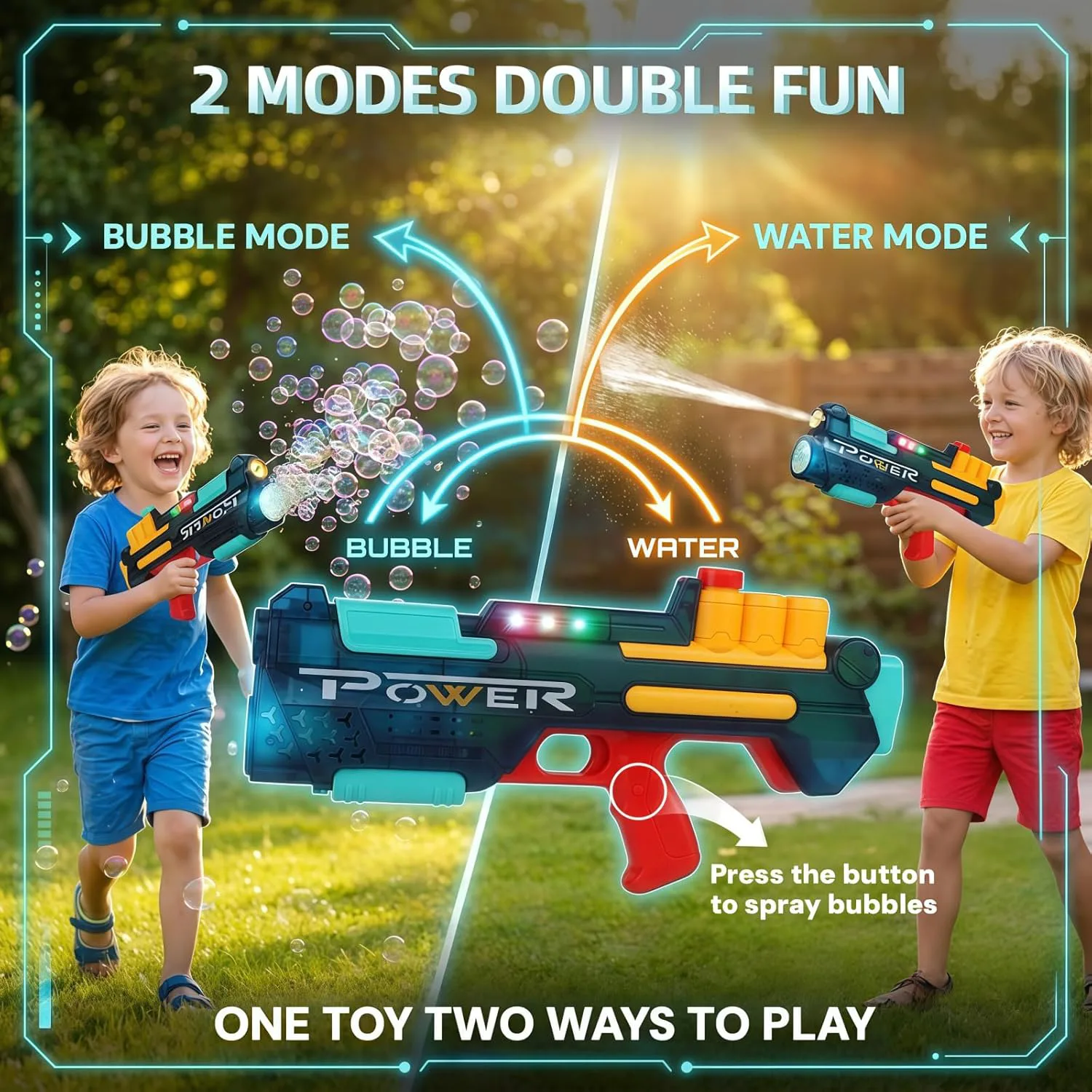 Electric 2-in-1 Bubble Water Gun with LED Light 3