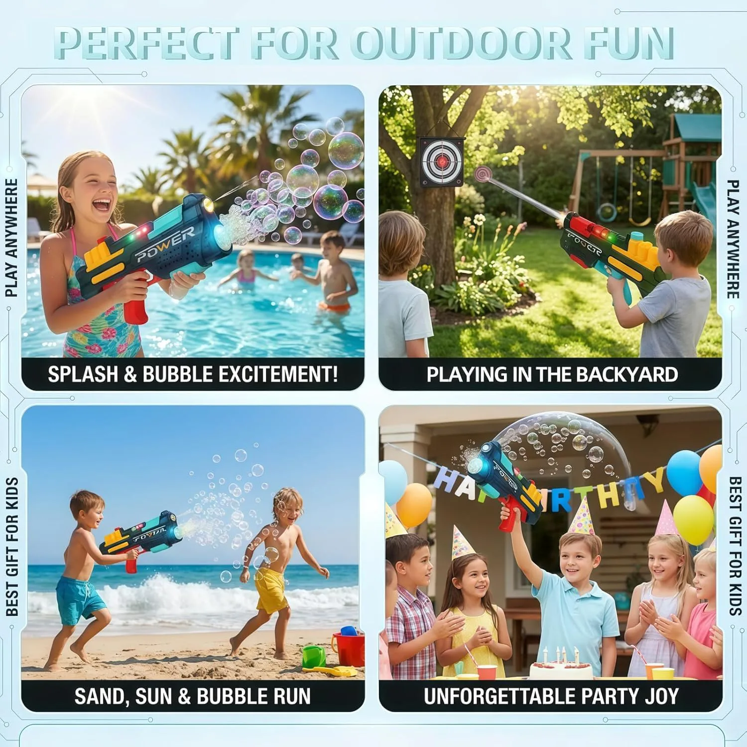Electric 2-in-1 Bubble Water Gun with LED Light 7