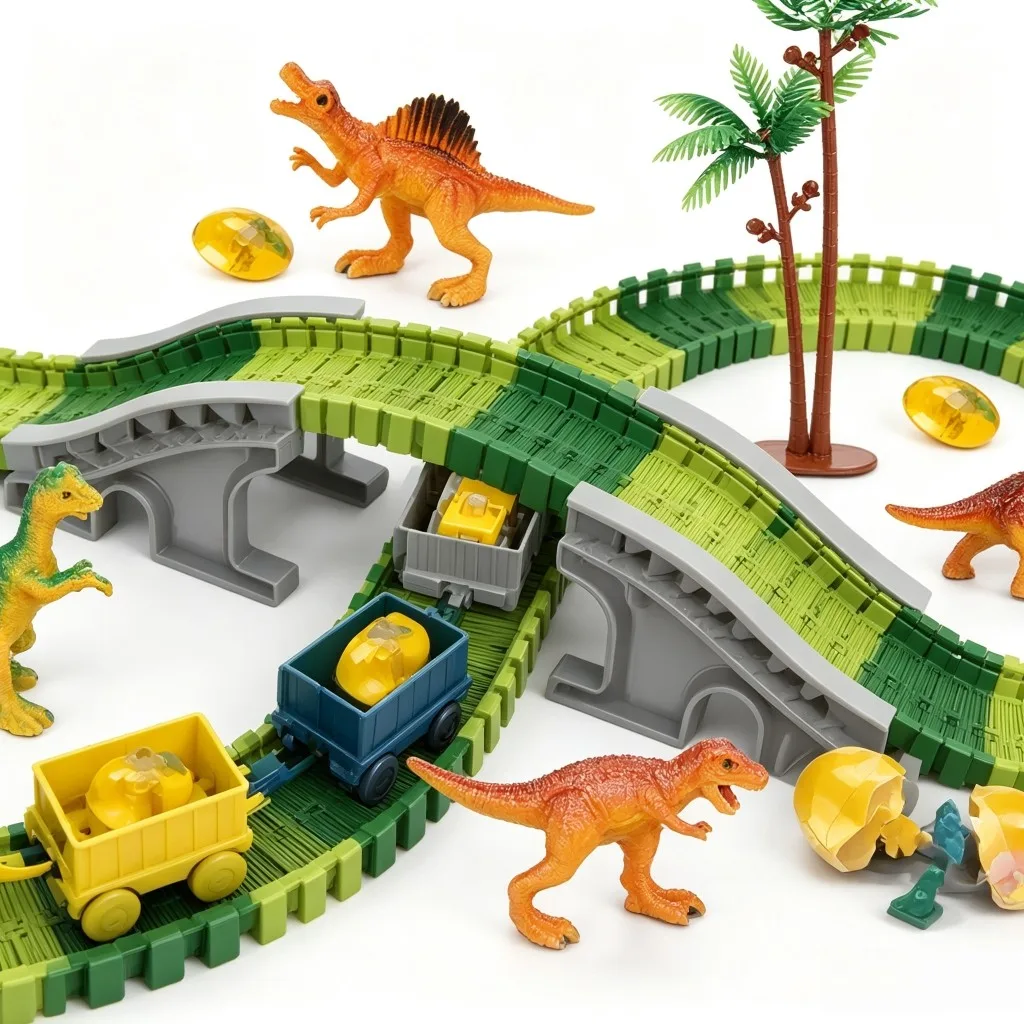 Track Dinosaur Head Storage Box with 150pcs Electric Train 4